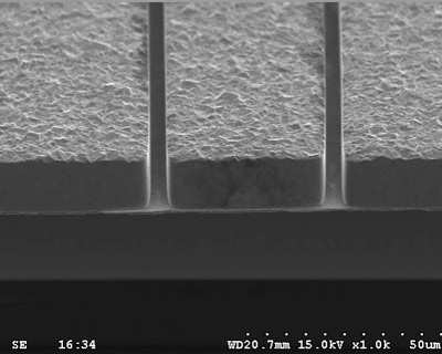 Au-bump电子显微镜下侧视图